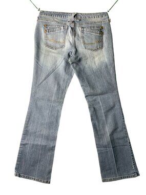 No Boundaries Womens Size 13 Light Wash Belt Rings Detail Double Pockets Back Bl